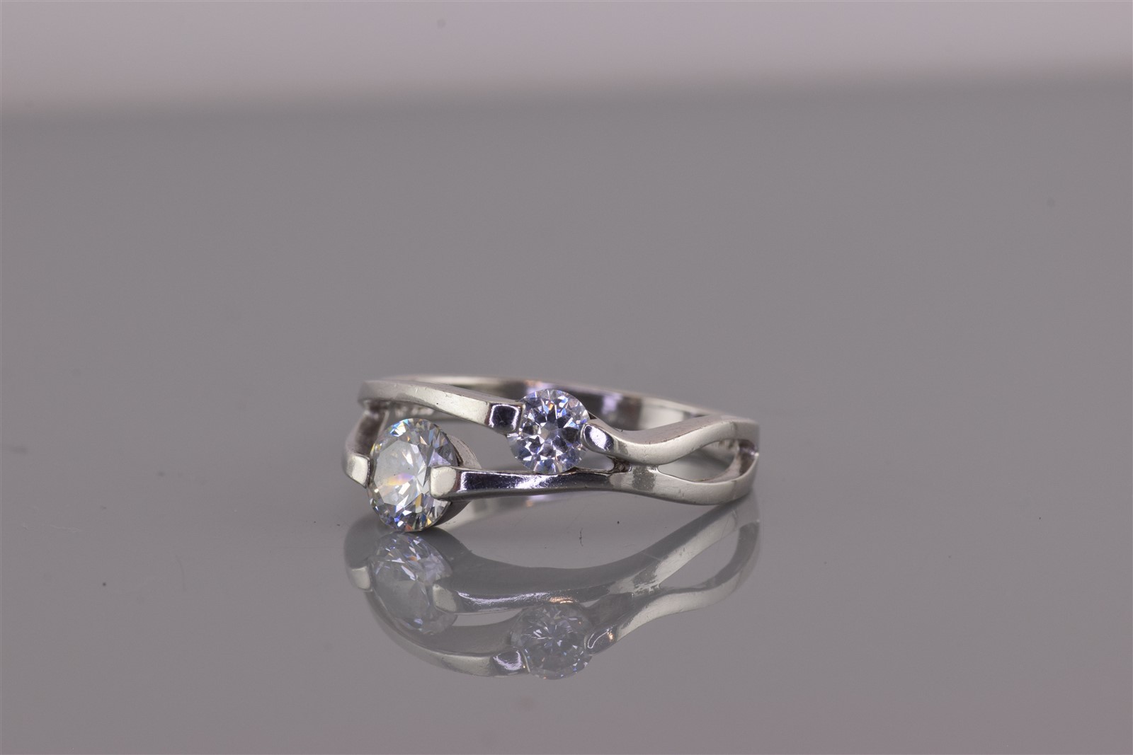 Sterling Silver Double Offset Cubic Zirconia Spli… - image 6