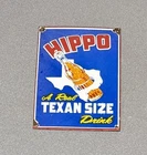 VINTAGE HIPPO TEXAS SODA  PORCELAIN SIGN CAR GAS TRUCK OIL MOTORCYCLE