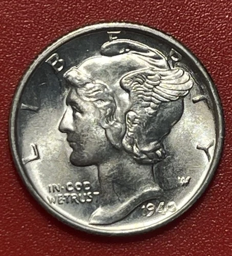 1940 S Mercury Silver Dime, Gem Uncirculated, FSB.
