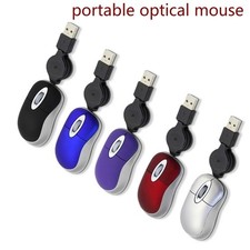 Mini Portable Wired Retractable Mouse Computer Mause Small Hand USB Optical 1000
