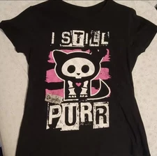 SKULL CAT ANIMAL SCENE EMO Y2K HARAJUKU GOTH PUNK BAND TEE