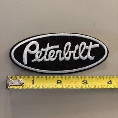 Peterbilt (Black & White Iron on patch) Truck / Big Rig / American Motor