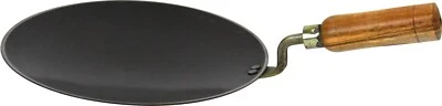 STERLING VENTURES PURE IRON 12" Tawa PARANTHA ROTI HEAVY DUTY Pan with Wooden Handle For Chapatti