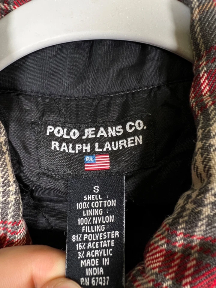 polo jeans co. Ralph Lauren talla S Camisa aislante cremallera completa vintage rayas rojas Foto 4 de 4