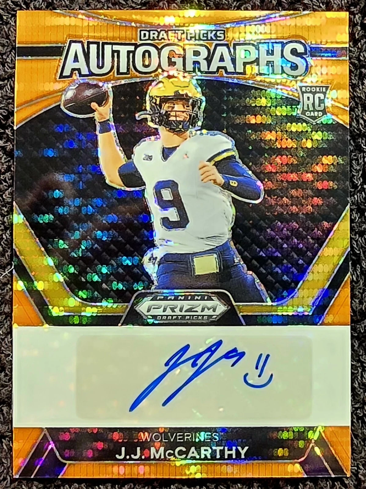2024 Prizm Draft Picks Autographs J.J. McCarthy Orange Pulsar /49 Auto RC SSP 🔥