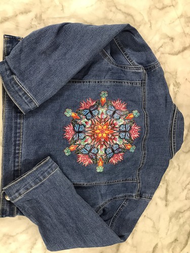 Disney Encanto Decorate Kids Denim Jacket Size M 7/8 PRECIOUS EMBLEM - Picture 6 of 7