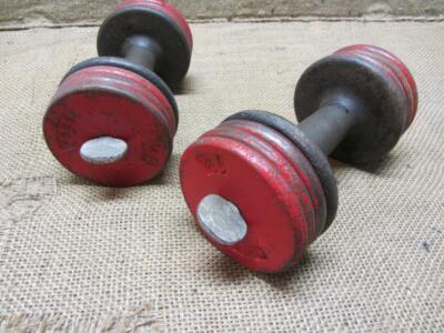 RARE Vintage Cast Iron Adjustable Dumb Bell Set Antique Dumbell Weights  11119