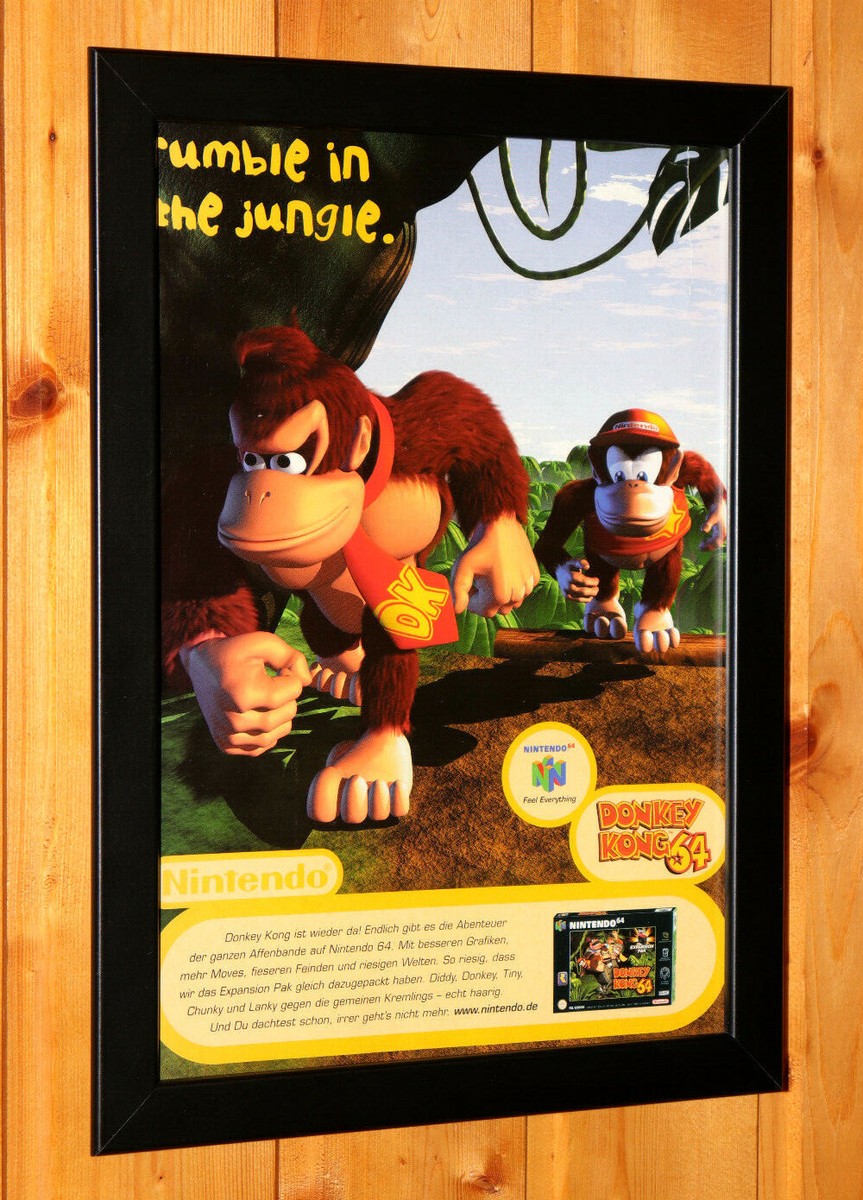 Donkey Kong 64 Nintendo N64 Vintage Small Poster Framed Retro