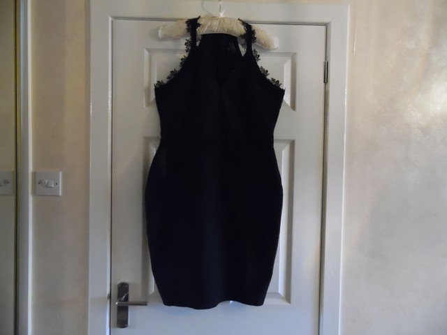 lipsy sequin apron neck bodycon dress