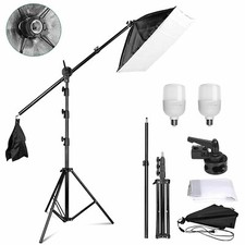 Photo Studio Continuous Softbox Lighting Boom Soft Box Video Light Stand Kit Set