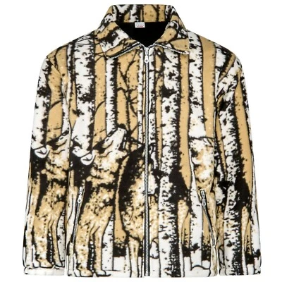 GILLICCI GIACCA DONNA DOPPIO PILE ANIMALE CUCCIOLI LUPO DELFINO SELVAGGIO STAMPATA