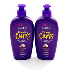 Lot 2 - Aussie Miracle Curls Leave-In Detangling Milk, Paraben Free, 6.7 oz NEW