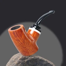 MUXIANG Briar Tobacco Pipe Wooden Volcano Pipe Smooth Sitter Pipe Acrylic Stem