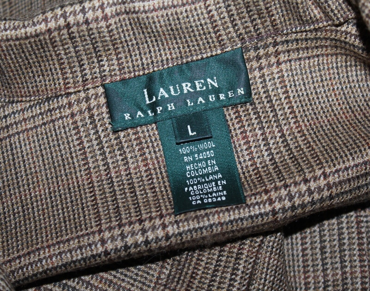 Ralph Lauren Sz L 10 12 Wool Plaid Houndstooth Lux Unlined