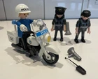 Vintage Playmobil Police Motorcycle with 2  Police Man and Police Woman set 3564