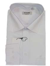 Camicia Uomo Cotone TAGLIE SUPER FORTI  ATTORE BIANCA manica lunga Con Taschino