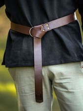 Mittelalter Wikinger Gürtel Thors Hammer Leder Nieten schwarz braun Ringgürtel