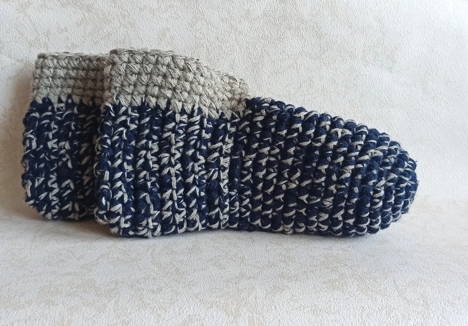 Zapatillas de lana unisex de ganchillo/calcetines ecológicos/talla EE. UU. 9-10, zapatos Foto 4 de 4