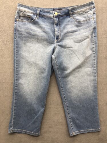 Bandolino Women's Selene Capri Denim Jeans Size 18 Factory Distressed