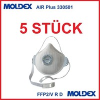5 StÜCk Moldex Atemschutzmaske Air Plus 330501 FFP2/V R D Mit Klimaventil