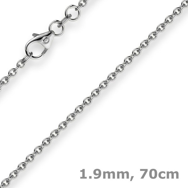 1,9Mm Rund-Ankerkette 750 Gold WeißGold Kette Collier Halskette, 70Cm, Goldkette-image