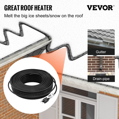 VEVOR Self-Regulating Pipe Heating Cable, 120-feet 5W/ft Heat Tape for Pipes, Ro