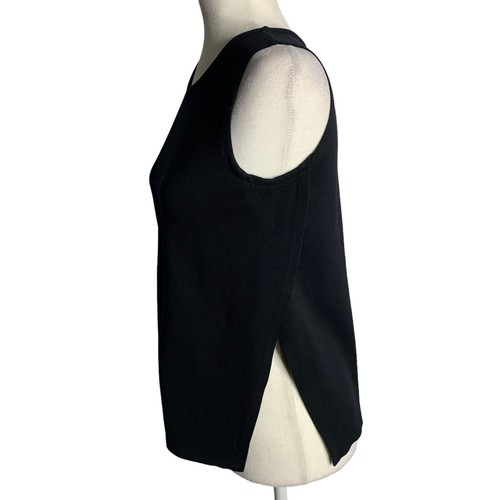 Open Side Athletic Tank Top S Black Sleeveless Round Neck Stretch Knit Wrap - Picture 4 of 6