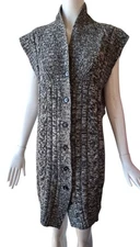 Jenni Kayne Cardigan Sweater Vest Dress Cashmere Knit Knee Length Black & White