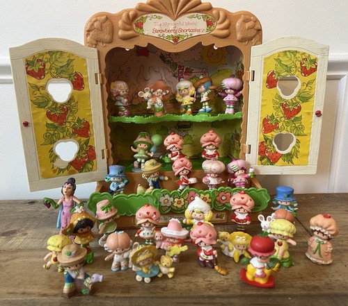 Vintage Strawberry Shortcake Berry Patch Carry Case + 31 Miniatures