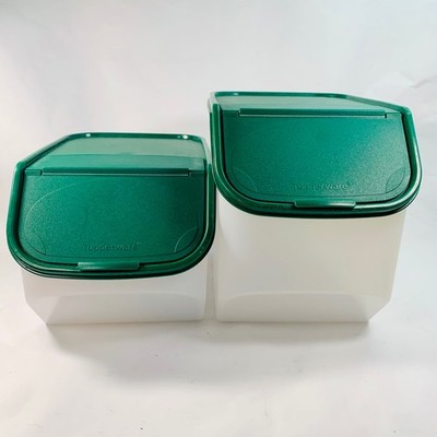 TUPPERWARE Modular Mate Potato/Onion Containers SET of 2  Strackable Clear/Green
