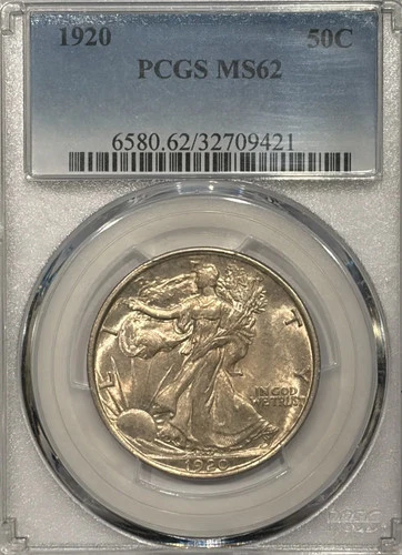 1920 WALKING LIBERTY HALF DOLLAR PCGS MS62