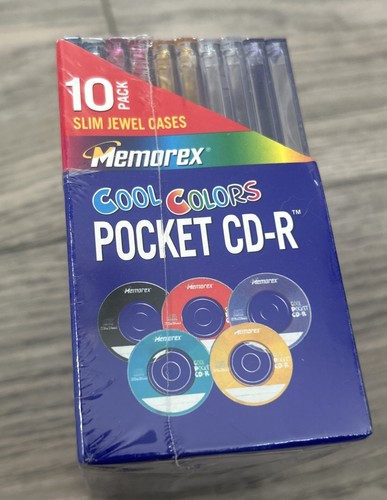 10 Pack Memorex Cool Colors Pocket CD-R 24X 210 MB 24 Minute New Sealed - Picture 3 of 5