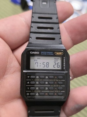 Casio CA-53W-1Z Databank Digital Calculator Black Resin Band Quartz Alarm Watch
