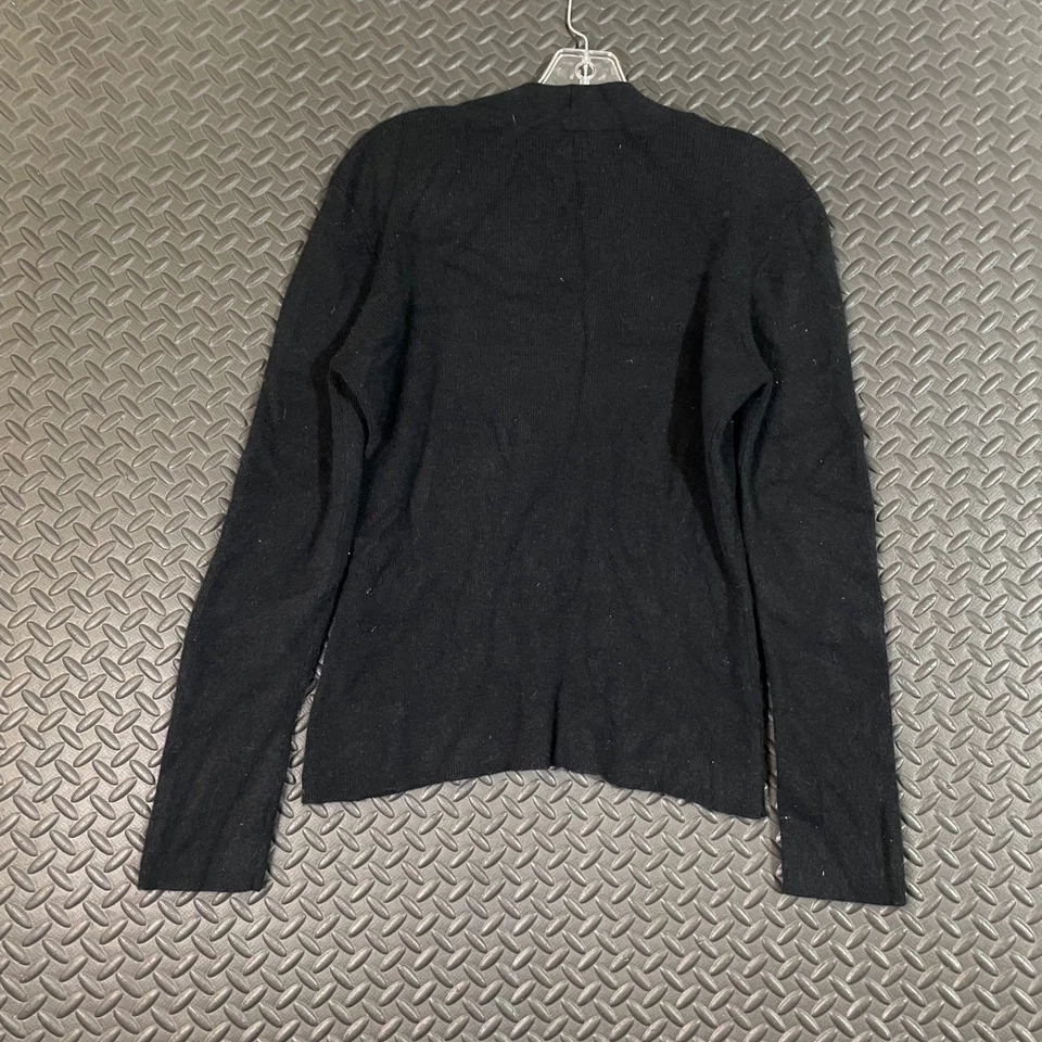 CeCe 100% Cashmere V-Neck Black Long Sleeve Soft Sweater Cozy Women's Large Foto 3 de 4
