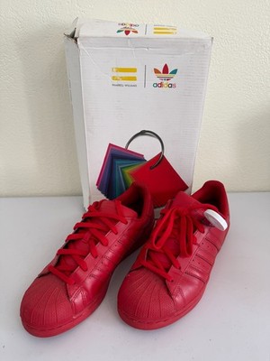 New Adidas Superstar x Pharrell Williams Supercolor Pack Red Men's Youth Size 7