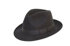 Mens 100% Wool Felt Fedora Trilby Hat With Satin Band 59cm