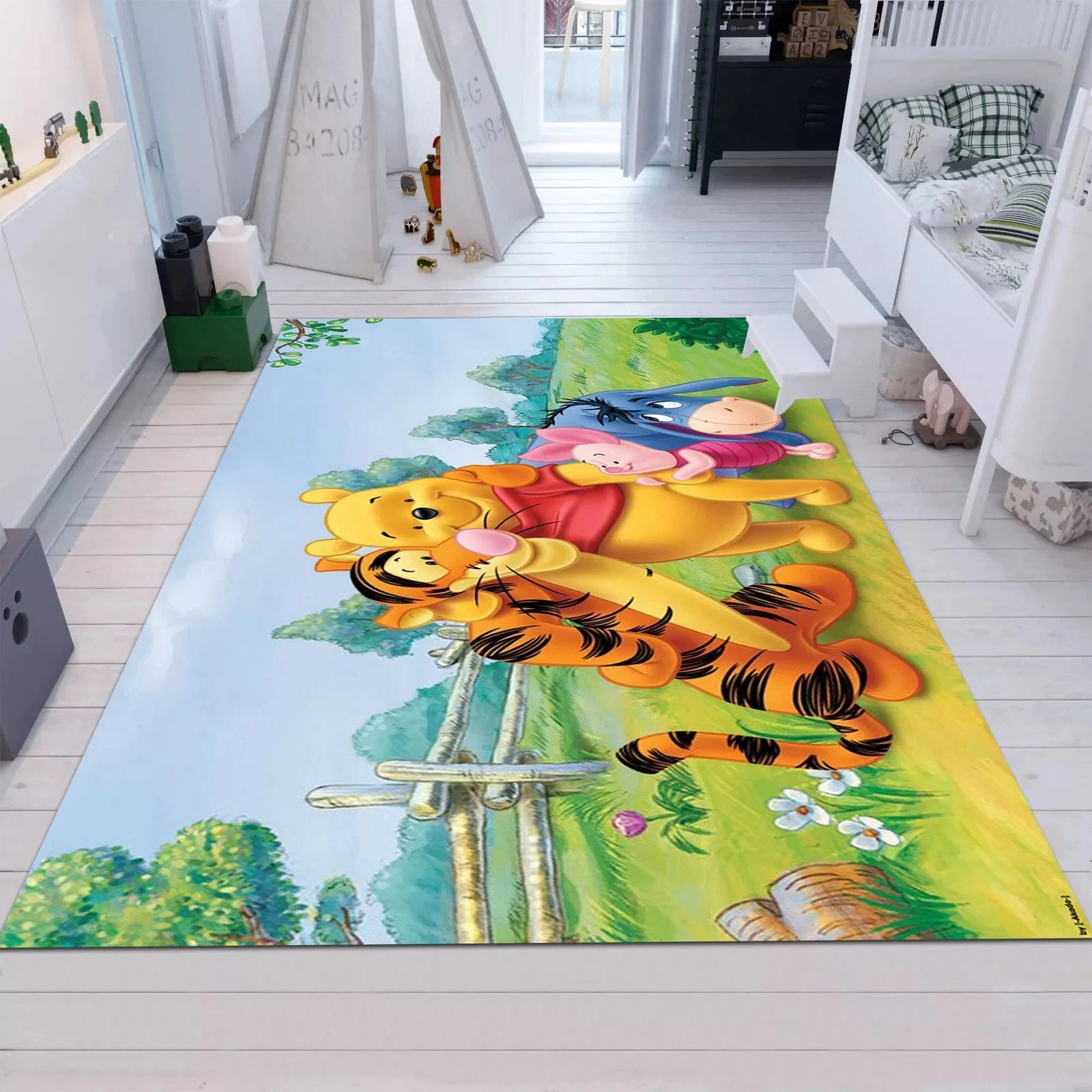 Winnie The Pooh Rug, Child Rug, Cute Rug, Minimalist Rug
