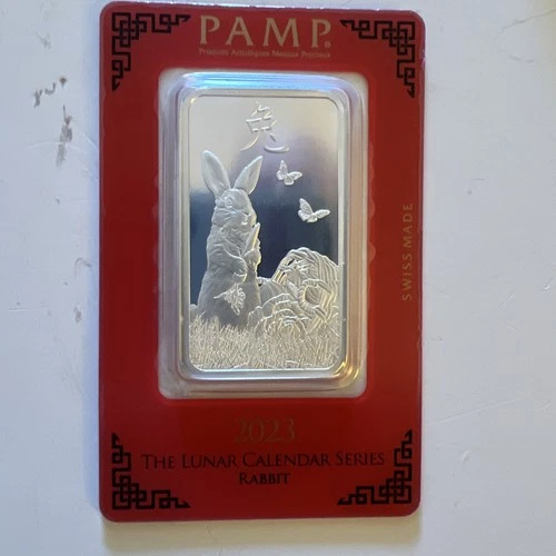 2023 Pamp Suisse Lunar Rabbit 1 oz Silver Coin w/ Mint Error (Missing Butterfly)