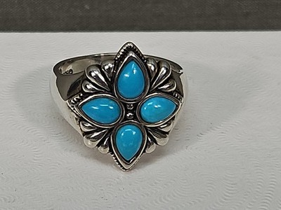 Carolyn Pollack Relios Sterling Silver 925 Pointed Turquoise Ring Size 8.75