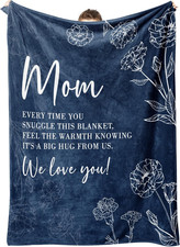 Mom Birthday Gifts, Mom Floral Blanket Blue, 60" X 50" Gifts for Moms from Dau