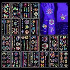 260 Sheets Glow in the Dark Face Temporary Tattoos for Women Girls, Neon