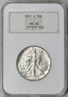 1941-D Walking Liberty Half Dollar NGC MS63 Old Fatty Holder #5FWT