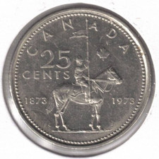 Moneda de veinticinco centavos canadiense 1973 circulada!