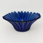 Vintage Blenko 7" Blue Glass Daisy Bowl Large Handcraft Studio Art Sunflower