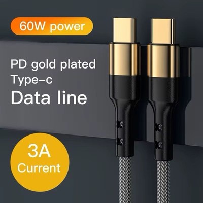 60W USB-C to USB-C Fast Charger Cable 6ft Type-C PD Charging Data Sync Cord  