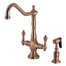 Kingston Brass KS177ALBSAC Heritage 2-Handle Kitchen Faucet with Side Sprayer
