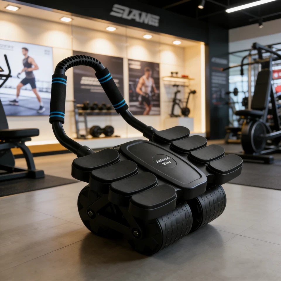Rouleau abdominal noir en PP et acier, charge maximale 150 kg - Photo 2/4