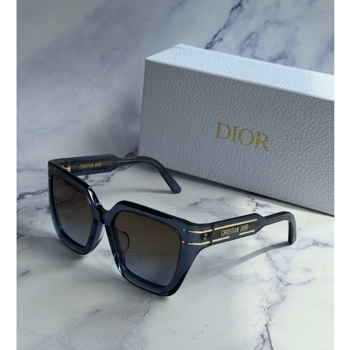 NEW Dior Signature S10F Oversized Sunglasses in Blue | eBay