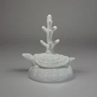 Vtg Fenton Milk Glass Sea Turtle Figurine Ring Holder Paper Weight Coral Tree