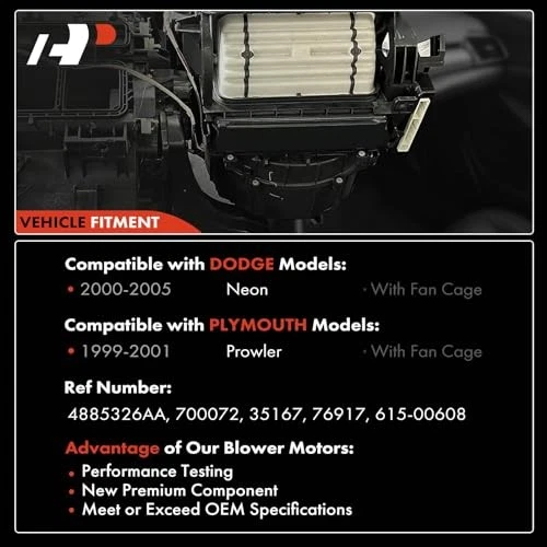 HVAC Heater Blower Motor for Chrysler Prowler 1999-2002, Dodge Neon 2000-2005 - Image 3 of 4